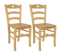 NAPLES - Lot de 2 Chaises Naturelles et Assises en Bois - Altobuy Beige