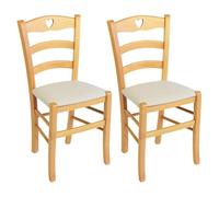 AltoBuy Naples - Lot de 2 Chaises Naturelles et Assises en Tissu Ivoire
