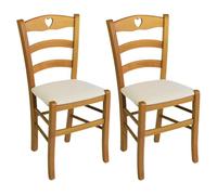 AltoBuy Naples - Lot de 2 Chaises Teinté Chêne et Assises en Tissu Ivoire
