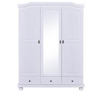 AltoBuy Neder - Armoire 3 Portes avec Penderie Bois Massif Vernis Blanc