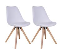 AltoBuy NIBBEN - Lot de 2 Chaises Blanches et Piétement Hévéa
