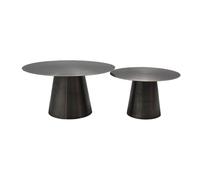 AltoBuy Nicko - Lot de 2 Tables Acier Finition Nickel Antique Bordure Dorée