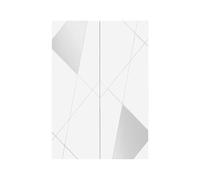 AltoBuy Oriana - Meuble d'entrée 2 Portes 4 étagères Blanc Laqué avec Sérigraphies et Miroirs