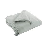 OUREA - Couvre-pied 150x150cm Capitonné Gaze de Coton Eucalyptus -