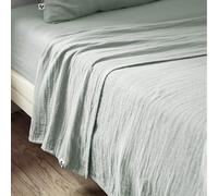 AltoBuy OUREA - Drap Plat 240x300cm Gaze de Coton Eucalyptus