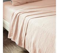 AltoBuy OUREA - Drap Plat 240x300cm Gaze de Coton Guimauve