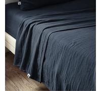 AltoBuy OUREA - Drap Plat 270x300cm Gaze de Coton Minuit