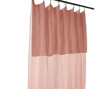 AltoBuy OUREA - Rideau Ajustable 140x300 cm Gaze de Coton Rose Pêche + 8 Anneaux Pince