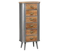 AltoBuy PALISSO - Chiffonnier 6 Tiroirs Bois et Acier Patiné