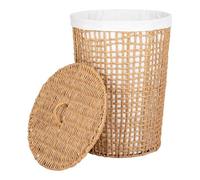 AltoBuy Panière à Linge en Papier Imitation Rotin et Tissu Blanc - Matias