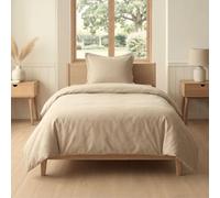 AltoBuy Parure Housse de Couette 140x200cm + 1 taies 100% Coton grège - Vitalia