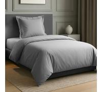 AltoBuy Parure Housse de Couette 140x200cm + 1 taies 100% Coton Gris Silver - Vitalia