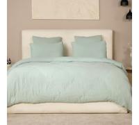 AltoBuy Parure Housse de Couette 240x220cm + 2 taies 100% Gaze de Coton lavée Vert givré - Valma