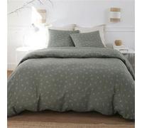 ALTOBUY - Parure housse de couette 240x220cm + 2 taies - Gaze de coton - Vert de gris fleurie - GEODE Vert