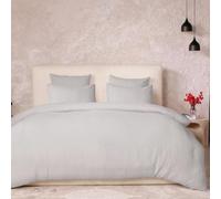 AltoBuy Parure Housse de Couette 260x240cm + 2 taies 100% Gaze de Coton lavée Gris Glacier - Valma