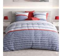 AltoBuy Parure Housse de Couette 260x240cm + 2 taies Motif Bleu Blanc et Rouge 100% Coton - TAORINI