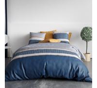 AltoBuy Parure Housse de Couette 260x240cm + 2 taies Motif Graphique Bleu 100% Coton - ZOELIA