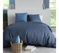AltoBuy Parure Housse de Couette 260x240cm + 2 taies Motif Graphique Bleu 100% Coton - Zumaia