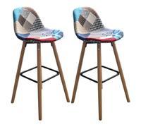 AltoBuy Patchwork - Lot de 2 Tabourets de Bar Scandinave