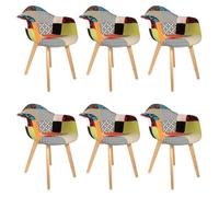 AltoBuy Patchwork - Lot de 6 Fauteuils Scandinaves Multicolore