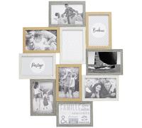 AltoBuy Pêle-mêle 10 Cadres Photo Effet Bois Naturel Blanc et Gris - VASLIA
