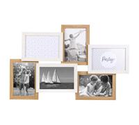 AltoBuy Pêle-mêle 6 Cadres Photo Effet Bois Naturel et Blanc - BATYIA