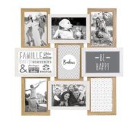 AltoBuy Pêle-mêle 9 Cadres Photo Effet Bois Naturel et Blanc - BATYIA