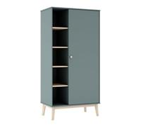 AltoBuy Penderie 1 Porte et 5 niches en pin Massif et MDF laqué Vert Kaki et Naturel - Kaina