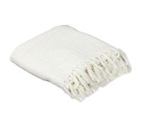 AltoBuy Plaid Jeté de Canapé Gaufré 170x250cm 100% Coton Blanc avec Franges