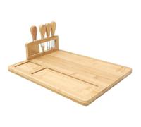 AltoBuy Planche à Fromage en Bambou 36x28cm avec Son Support de 4 Couteaux Inclus