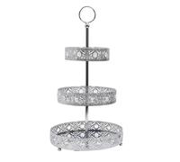 AltoBuy Plateau Décoratif à 3 Etages en Métal Argenté - Marrakech
