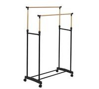 AltoBuy Portant Double Hauteur Ajustable sur roulettes Noir et Effet Bois