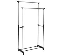 AltoBuy Portant Double sur roulettes Hauteur Réglable Noir et Chrome - NEHO