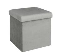 AltoBuy Pouf Coffre Pliable en Velours Côtelé Gris - NEIRA