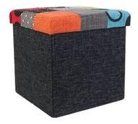 Pouf Coffre Pliable Motif Patchwork Multicolore 38x38xH38cm