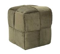AltoBuy Pouf Cube en Velours côtelé tressé Coloris Vert - Amory
