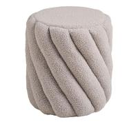 AltoBuy Pouf Rond Ø38cm en Tissu Bouclé torsadé Gris - YONA