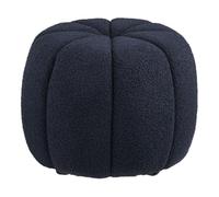 AltoBuy Pouf Rond en Tissu Bouclé Bleu Marine Pieds MDF - Pumba