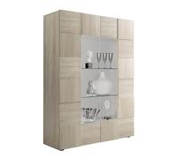 AltoBuy Rebecca - Vitrine 2 Portes Finition Aspect Bois Samoa Relief Damiers