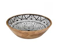 Saladier en bois de manguier avec motif mandala noir (Ø28 cm) - MANGO