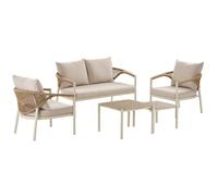 AltoBuy Salon de Jardin Complet Tables gigogne en Aluminium et polyéthylène Aspect Bois - ABELINA