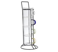 AltoBuy Set 4 Tasses à Expresso avec poignées colorées et Support en Fer Noir