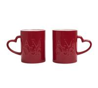 AltoBuy Set de 2 Mugs Rouges en céramique avec Inscription Amour (30 cl)