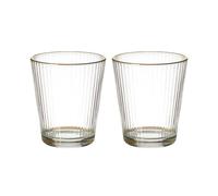AltoBuy Set de 2 Verres 30cl en Verre avec stries et liseré doré