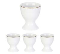 AltoBuy Set de 4 coquetier Blancs en Porcelaine avec liseré doré (5cl) - Aura