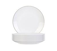 AltoBuy Set de 6 Assiettes à Dessert Blanches en Porcelaine avec liseré doré (Ø20cm) - Aura