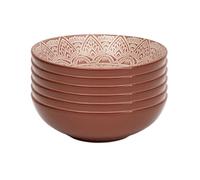 AltoBuy Set de 6 Assiettes Creuses en céramique Terracotta Motif Mandala (Ø18,5 cm) - AKKA
