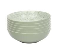 AltoBuy Set de 6 Assiettes Creuses en céramique Verte Motif Mandala (Ø18,5 cm) - AKKA