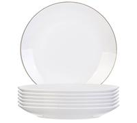 AltoBuy Set de 6 Assiettes Plates Blanches en Porcelaine avec liseré doré (Ø26,5 cm) - Aura