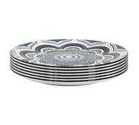 AltoBuy Set de 6 Assiettes Plates en Porcelaine Bleu Mandala (Ø26cm) - Mandala